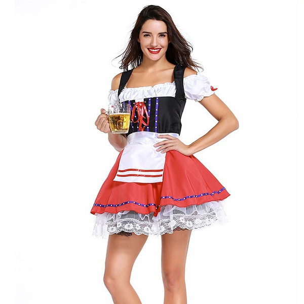 Maid Fancy Dress Cosplay German Beer Girl Costume Sexy Dirndl