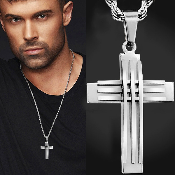 Christian Jewelry Silver Cross Necklace 