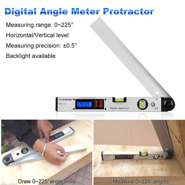 0~225° LCD Digital Angle Finder Gauge Protractor Inclinometer Meter Level Finder 