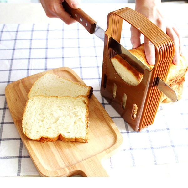 Bread Slicer - Foldable & Adjustable Compact Bread Sandwich Cutter Toast  Slicer Plastic Bagel Slicer Loaf Cutter Mold with 4 Slice Thickness