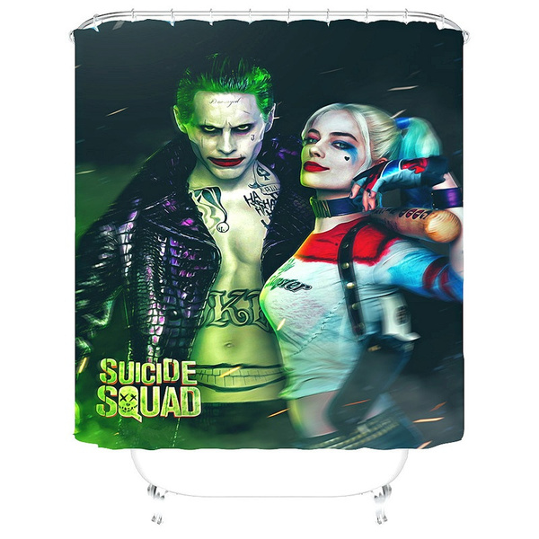 Suicide Squad Harley Quinn Joker Waterproof Shower Curtain Bath Wall Hangings 