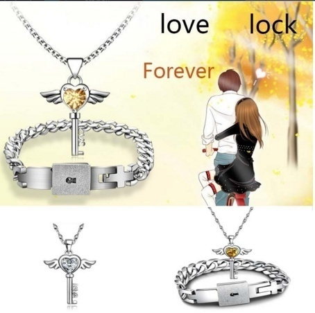 Titanium Couples Bracelet Love, Love Lock Bracelet Key