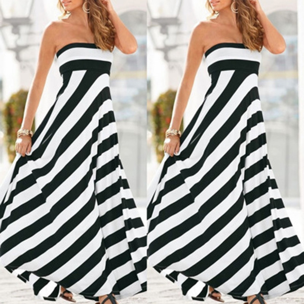 black and white striped formal dress