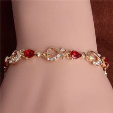 Trendy Women/Lady's fashion 18k Gold Plated Heart 5 Colors CZ Stones Bracelets & Bangles Jewelry