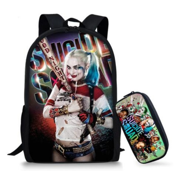 Harley Quinn Kids Backpack Suicide Squad Insulated Lunch Bag Pen Case Lot 