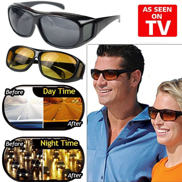 2 Pairs HD Night Vision Unisex Driving Sunglasses Nice Over Wrap Around