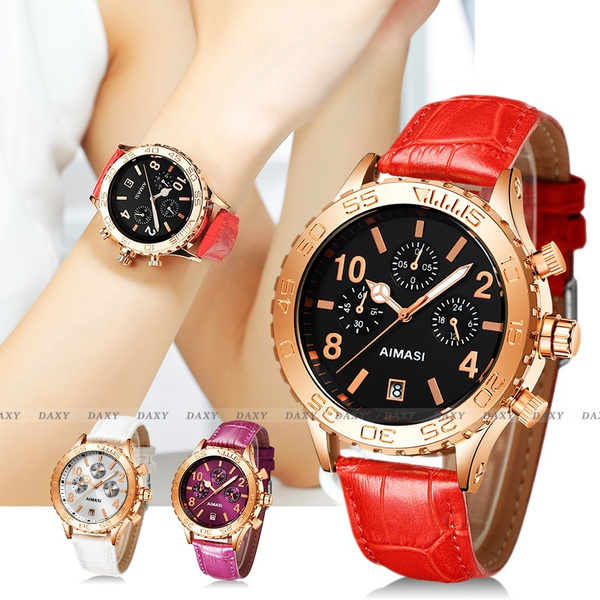 Donne Di Moda Di Marca Di Lusso Cinturino in Vera Pelle Orologio Da Polso 3  Occhi Quadrante Orologi Da Polso Da Donna | Wish
