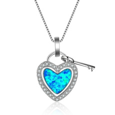 Heart, bluefireopal, Love, women necklace