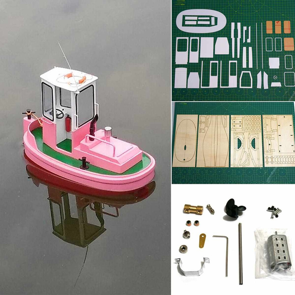 Mini Tugboat Rescue Simulation RC Scale 1:18 ABS Wooden Boat Model Ship Kit 