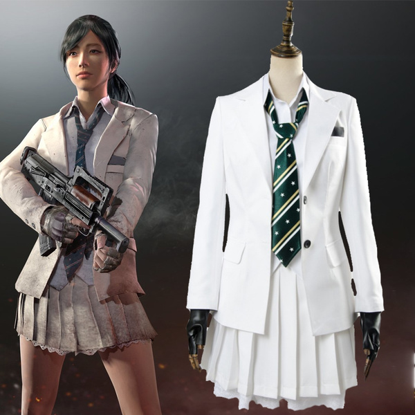 Girl School Uniform Cosplay Costumes Pubg Playerunknown S Battlegrounds Gaming Women S White Blazer And Mini Skirt Suits Clothes Coser Wish