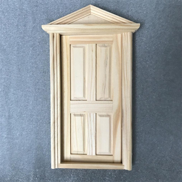 Vektenxi Doll House Door Mini External Outward Open Wooden Fairy Front Door Furniture Decor High Quality
