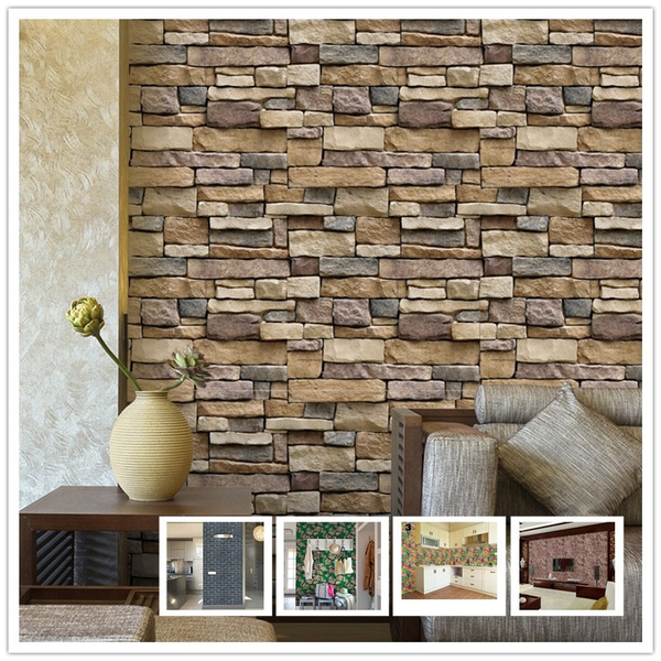 Self Adhesive 3D Tile Wall Sticker PVC Fake Brick Wall Decal Home Decor 45*100CM 