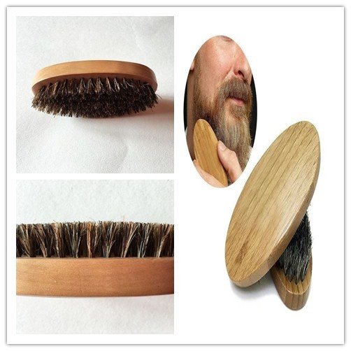 Men Boar Hair Bristle Beard Mustache Brush Military Hard Round Wood Handle 1pc Wish