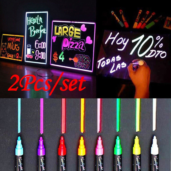 2 Colors/Set 8 Colors Erasable Liquid Chalk Highlighter Fluorescent ...