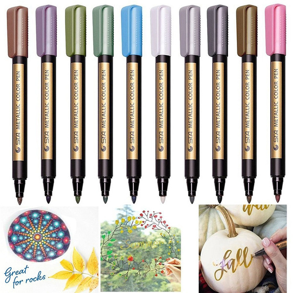 2 Colors Set 10 Colors DIY Metallic Marker Medium Point Metal Permanent   5af9cc4f64fef6387e351195 Large 