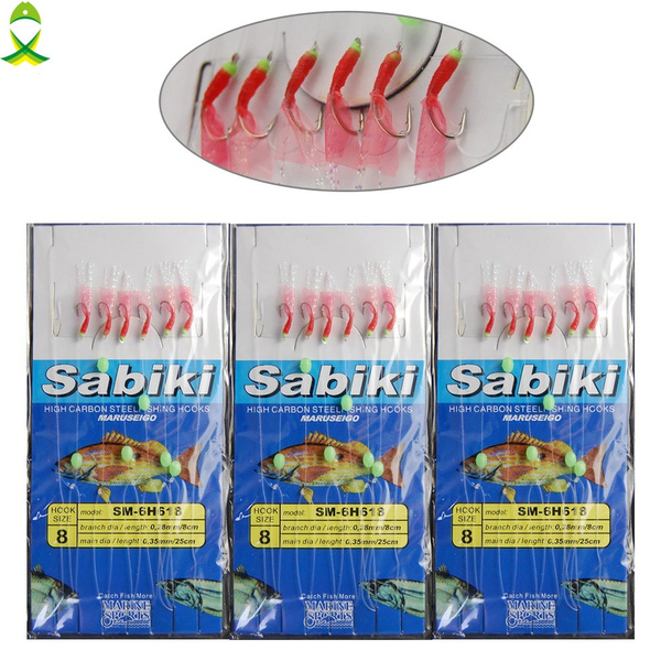 10pack/lot Red Fish Skin Bait Sabiki Rigs Fishing Rigs Glow Bead With  Swivel Snap