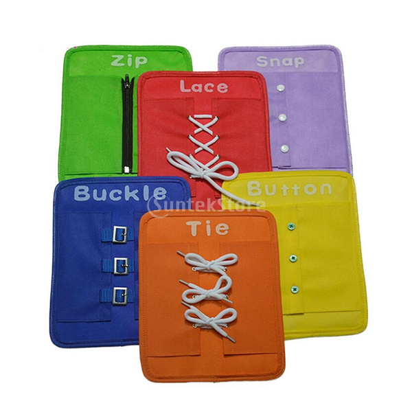 Set of Zip Button Snap Buckle Tie Lace Plates Boards Kids Practical Toys 