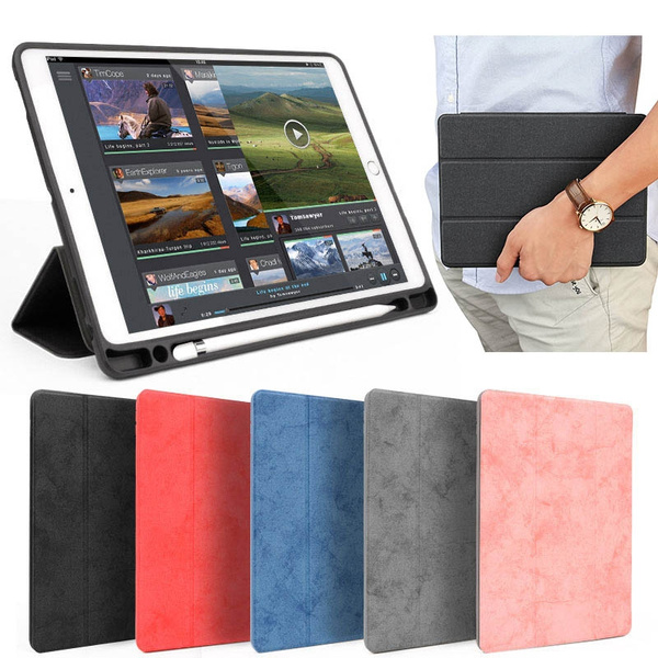 personalized folio iPad case auto sleep wake up apple pencil holder stand cover for iPad air 9.7 10.5 pro 11 12.9 mini 4 5smiling animal