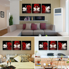 Modern, living room, wallpicture, swan