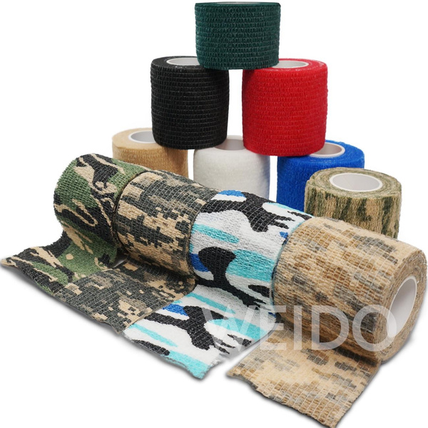 6 Rolls Camouflage Tape Bandage Cohesive Bandage Stealth Camo Tape Random Colors 