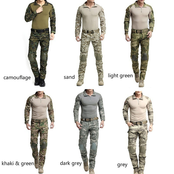 Outdoor Tactical Camouflage Military Uniform Men Hunting Suit Hunting Army Clothes  Outfit Military Combat Shirt Tactical Knee Pads Pants