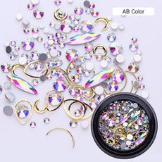 Colorful Champagne Gold 3D Nail Art Rhinestone Glitter Acrylic Alloy Crystals Stud Nails Makeup Decoration