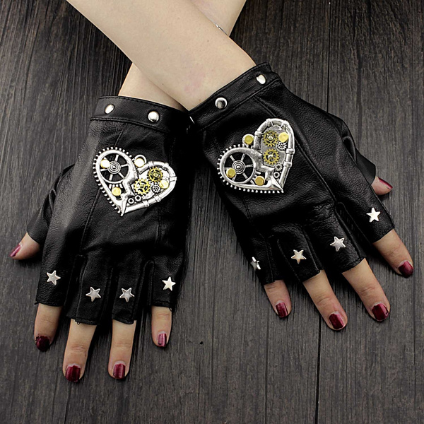 Fingerless Studded Punk Gloves