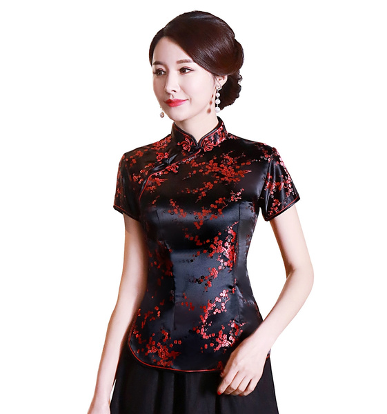 Flower embroidery Blouse Qipao Shirt 