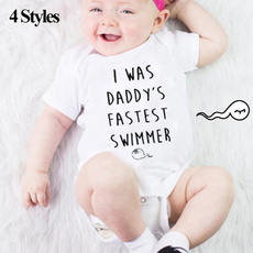 4 Styles Summer Funny Baby Boy Cotton Onesies I Was Daddy's Fastest Swimmer  Bodysuit Romper Jumpsuit Outfit White Letters Newborn Kids Clothes Baby Infant 