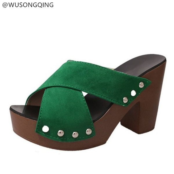 CLEO Swedish Wooden Clogs in Forest Green Nubuck – BJORK Swedish Comfort