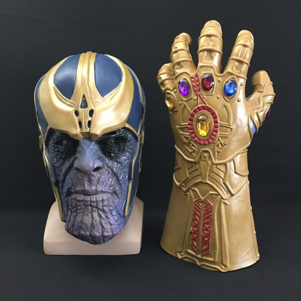 The Avengers Thanos Infinity Gauntlet Glove Black Panther Mask Cosplay Prop US 