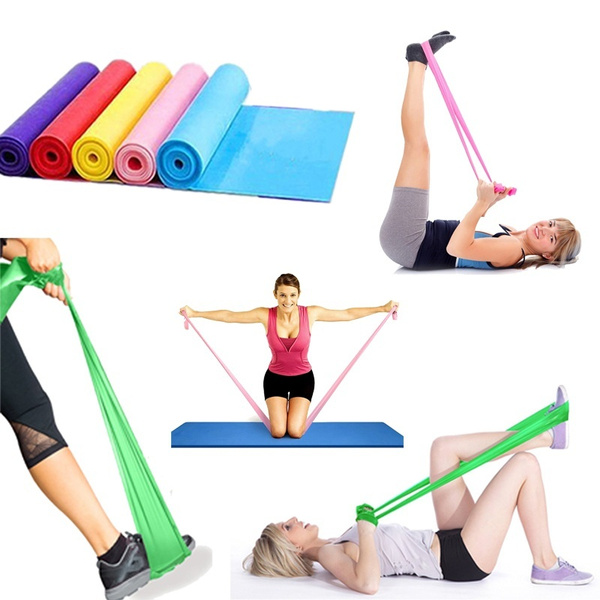 Elastic Yoga Pilates Emulsion Stretch Resistance Exercise Fitness Band ...