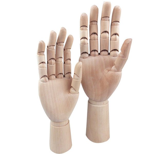 Strong Wood Hand Model Art Wood Sculpture Professional Elegant Longevity for Home Socobeta Wooden Fingers 