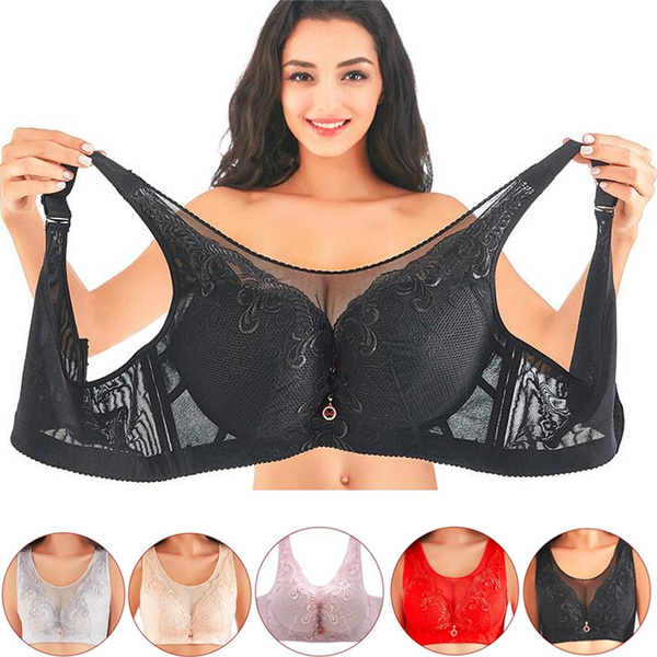 Sexy Ladies Big Size 3/4 Cup Lace Push Up Bra Women Bralette Breathable Bras  Underwear Large Cup