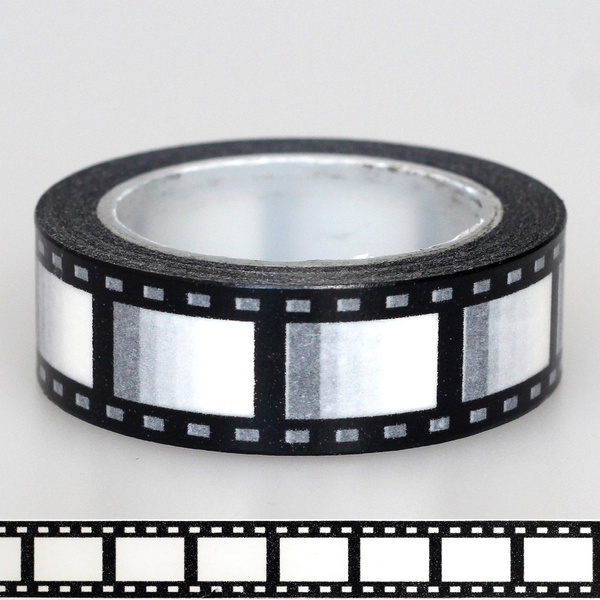 CHINAJIAODAI 1 pcs 10mx15mm Bande Noir Blanc Film de caméra négatif Imprimer Scrapbooking DIY Autocollant Décoratif Masquage Japonais Washi Tape Paper 