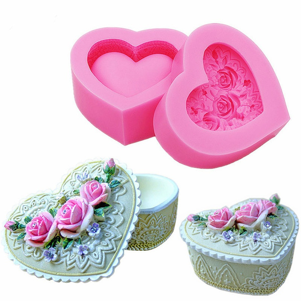 Heart Candle Mold, Rose Mold, Love Rose Candle Mold, Handmade Soap