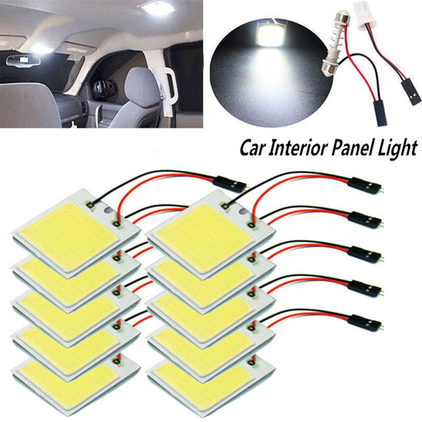 2x 48 SMD T10 4W COB Panel Lights LED Car Interior Lamp Bulbs Dome White Light