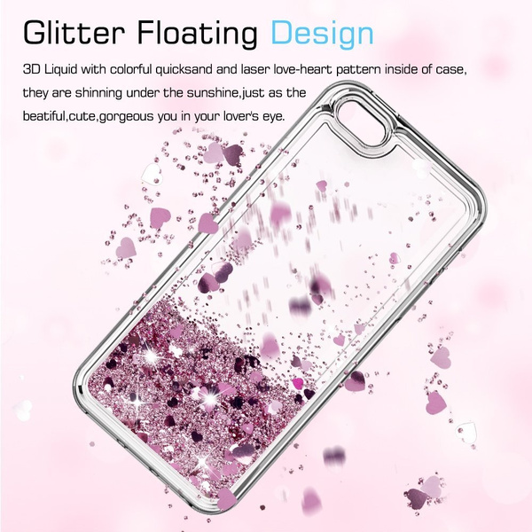 Fashion Girls Women Liquid Glitter Bling Sparkle Shiny Moving Quicksand Slim Fit Cute Clear TPU Protective Phone Cover Case for iPhone X / iPhone 4 / iPhone 4s / iPhone 5 /