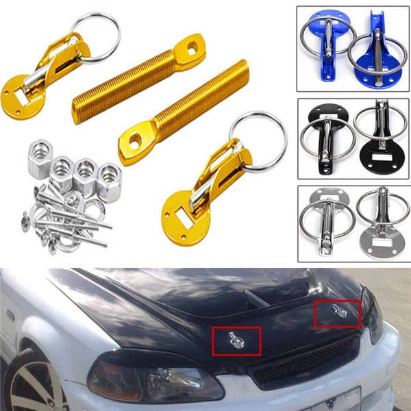 Aluminum Alloy Car Bonnet Hood Pin Lock Kit Down Lock Pins Fit All Racing