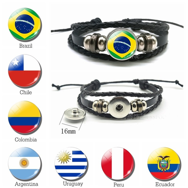 Yijianxhzao Flag of Brazil Bracelet,Brazilian Flag Jewelry,Country Flag,Brazilian Patriotic Bangle,South America,BV024 