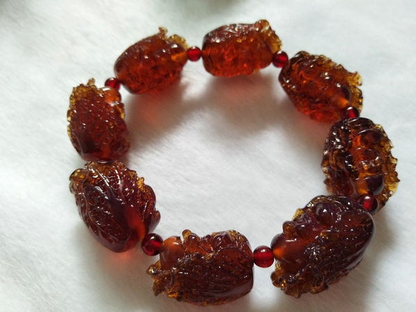 精美蜜蜡琥珀手链手串手工白菜蜜蜡手串精美配饰 Wish