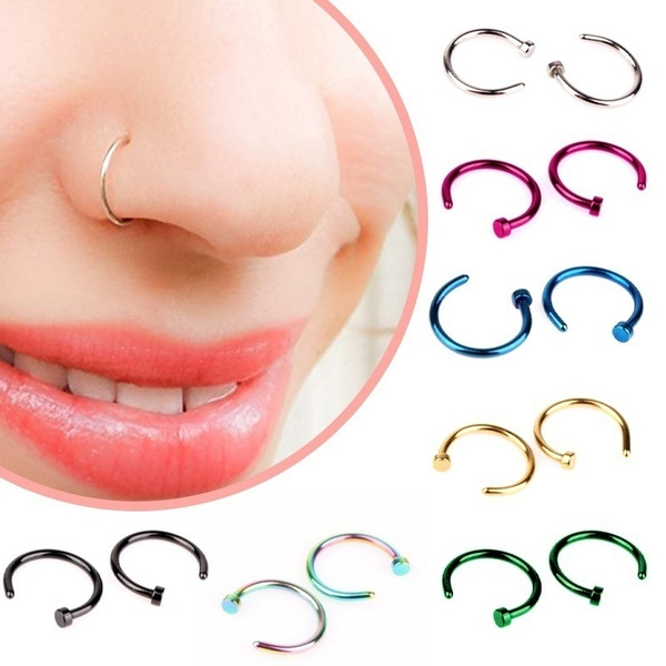 Surgical Steel Thin Small Silver Nose Ring Hoop 8mm 10mm Cartilage Piercing Stud Starbeauty C Shaped Fake Nose Ring Rose Gold Kylie Lip Piercing Nose Hoop Wish