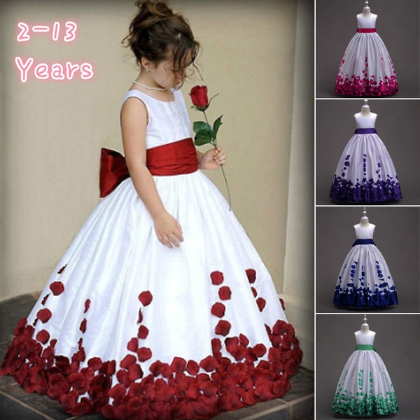 Nursery School Little Girls Wedding Flower Dress Tube Shirts Princess Dress Party Formal Dress for Small Girl