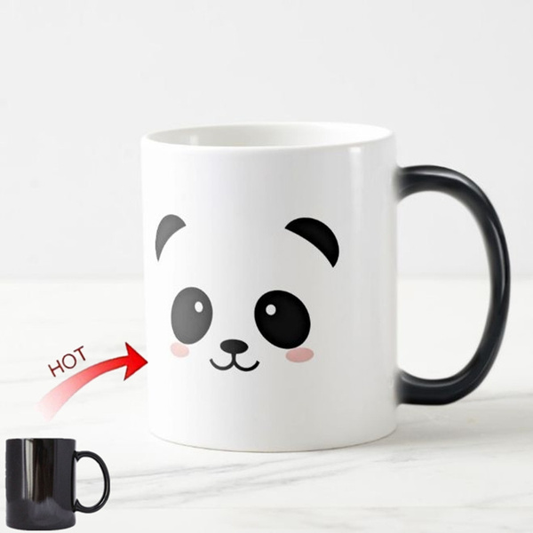 Kawaii Panda Magic Mug Cute Panda Bear Face Heat Color Change Creative  Pandas Animal Kid Gifts Home Decal Ceramic Cups 11oz