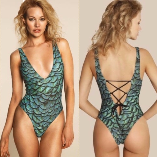 Bikini de una pieza de sirena sexy Bling Scale Traje de baño sin espalda  Traje de baño | Wish