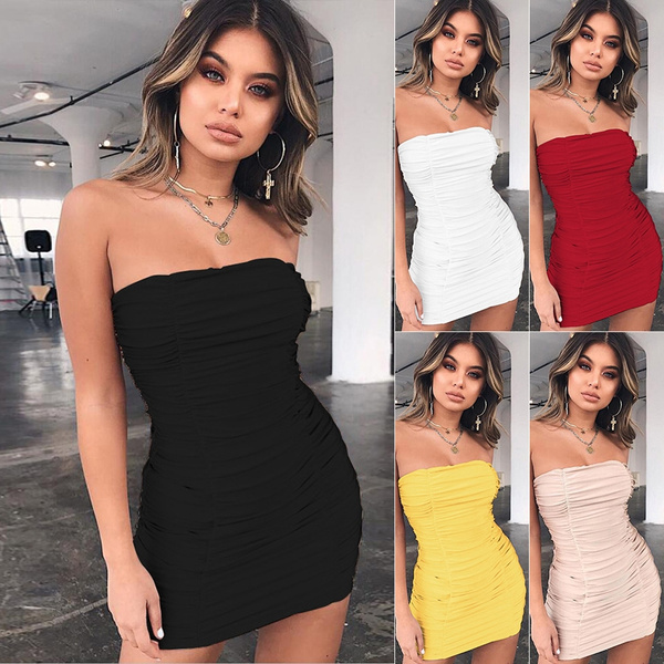 Ladies strapless summer clearance dresses