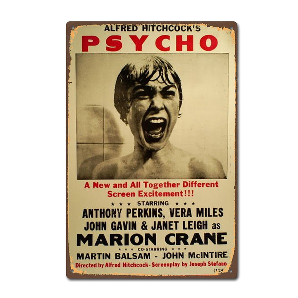 Vintage Psycho FILM MOVIE METAL TIN SIGN POSTER WALL PLAQUE