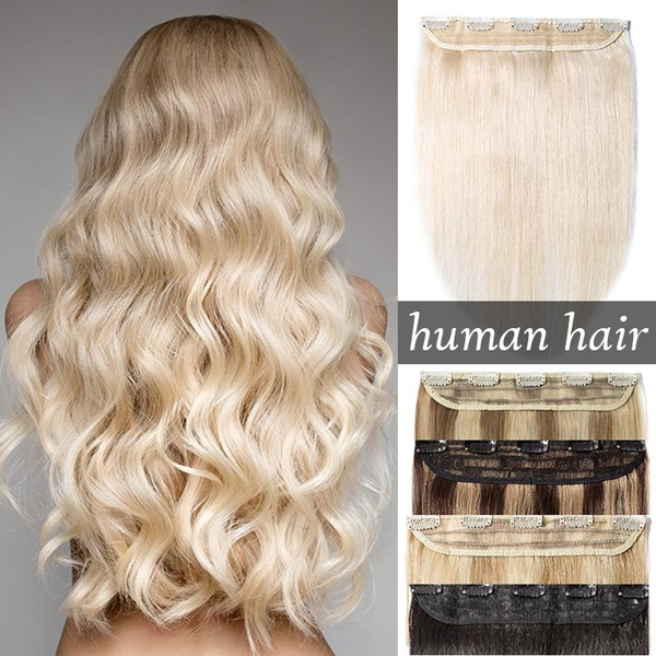 Human hair extensions outlet 3/4 head clip on