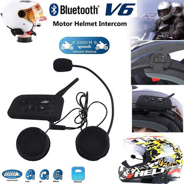 EJEAS V6 Pro Double Pack Bluetooth Motorcycle Communicator Helmet Intercom  Moto FM Headset Referee with Mic 1200m Interphone for 6 Riders Internal  Battery