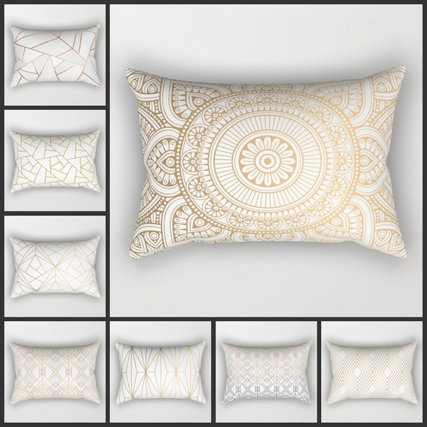 Size 30 50cm Golden Geometry Rectangular Pillows Cover Throw Car Seat Cushion Sofa Pillow Room Living Bedroom Wish Car Seat Cushion Sofa Pillow Room, Large Sofa Pillows Covers